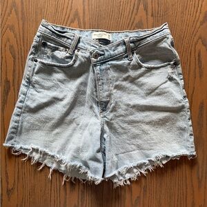 Abercrombie & Fitch Frayed Hem Jean Shorts - Light Blue